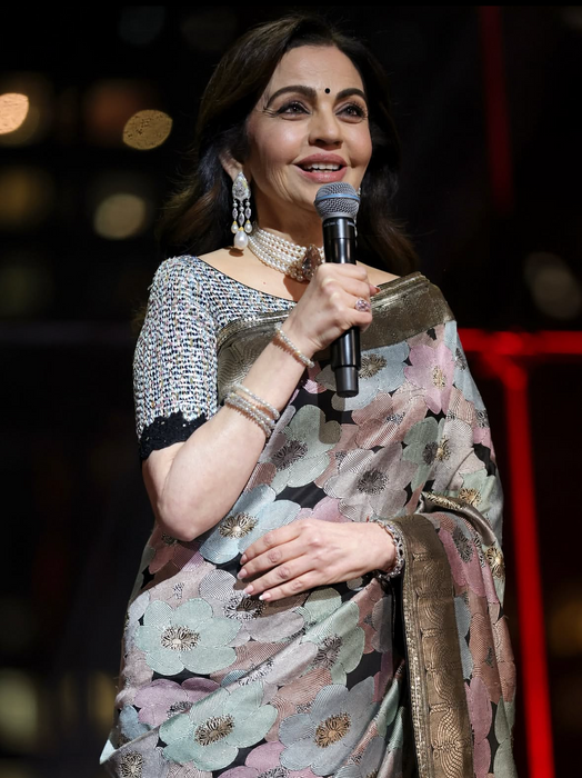 Nita Ambani Black Pure Katan Banarasi Handloom Saree - Designer Tanchui Meenakari Work