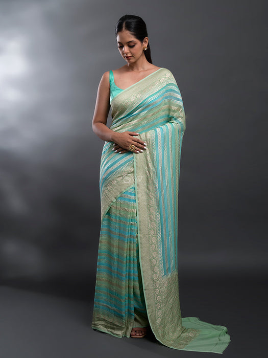 Pure Khaddi Georgette Banarasi Handloom Saree - Hand Rangkat Meenakari
