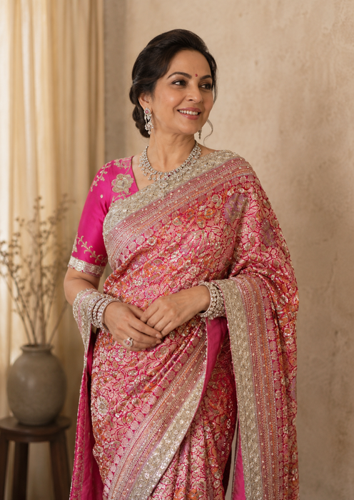 Rani Pure Katan Banarasi Handloom Saree - All over Zardozi