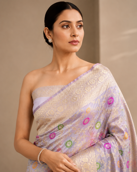 Pure Katan Banarasi Handloom Saree - Meenakari Jaal Work