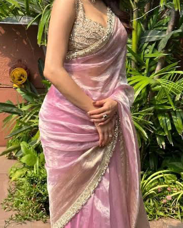 Pink Pure Banarasi Tissue Handloom Saree - Designer Border