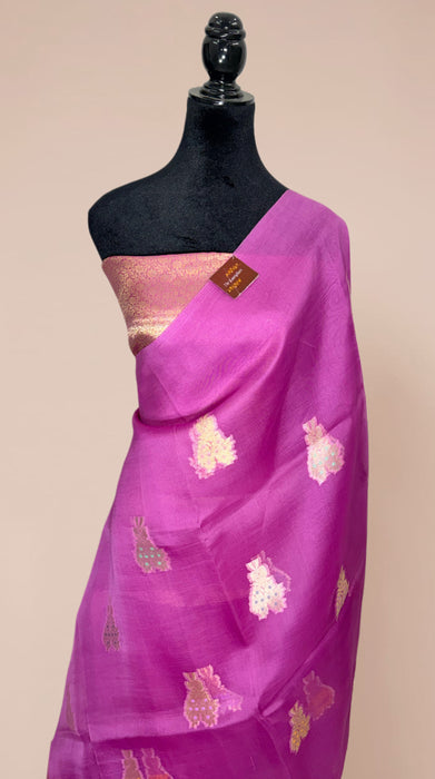 Pure Kora Banarasi Handloom Saree - Meenakari Motifs