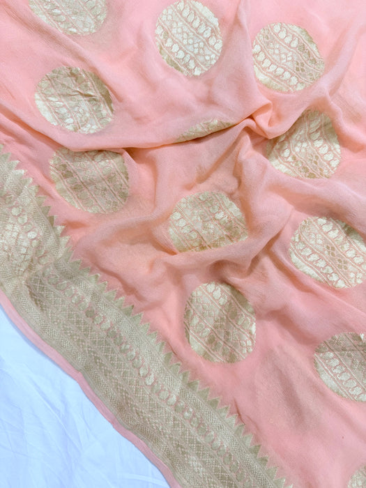 Pink Khaddi Georgette Banarasi Handloom Saree - Water Zari