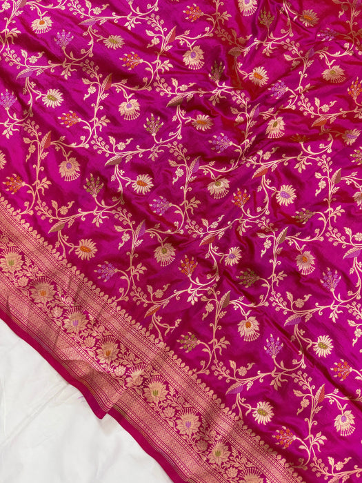 Rani Pure Katan Banarasi Handloom Saree - Meenakari Work