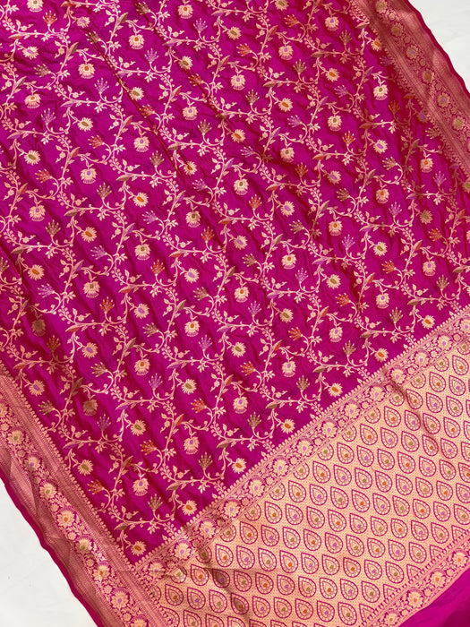 Rani Pure Katan Banarasi Handloom Saree - Meenakari Work