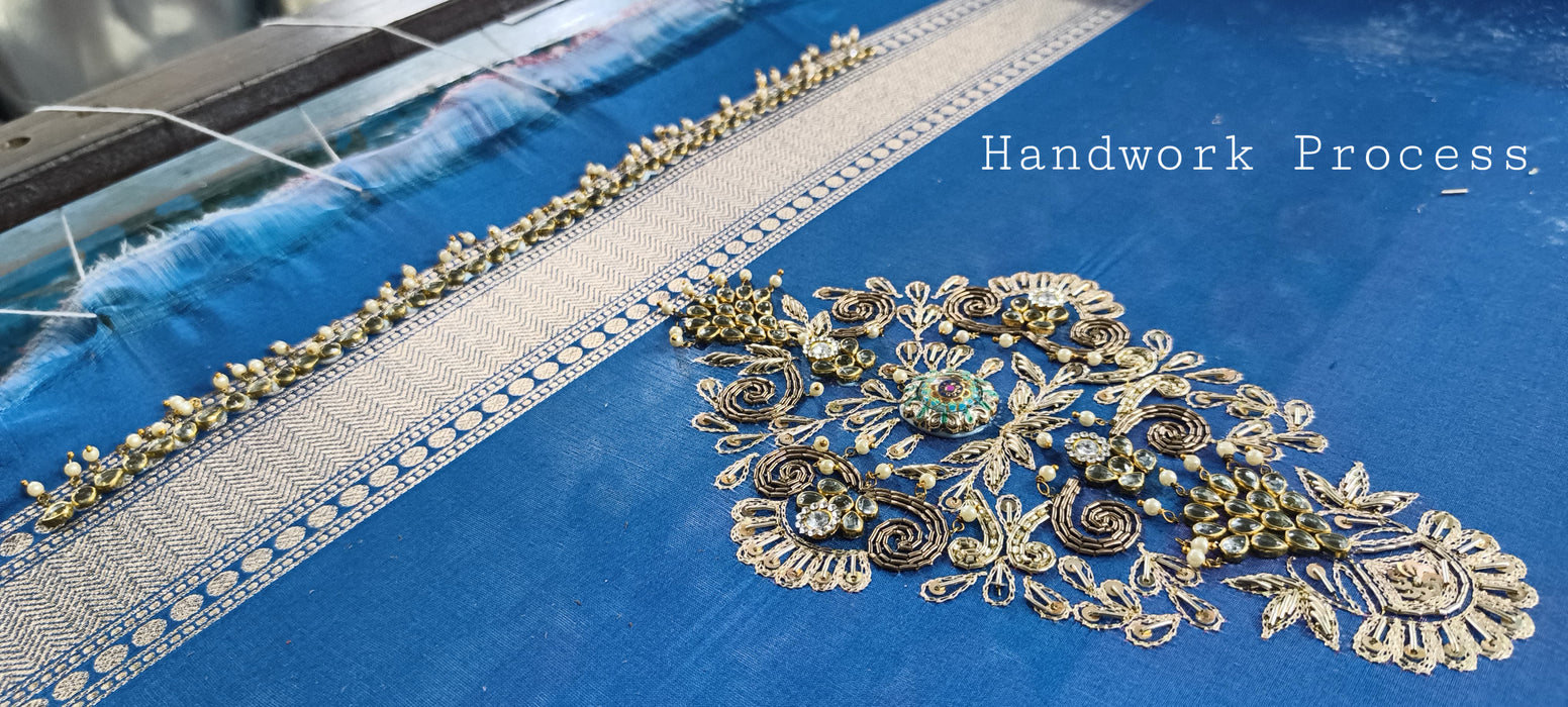 Pure Katan Banarasi Handloom Saree - All over Zardozi Cutdana work