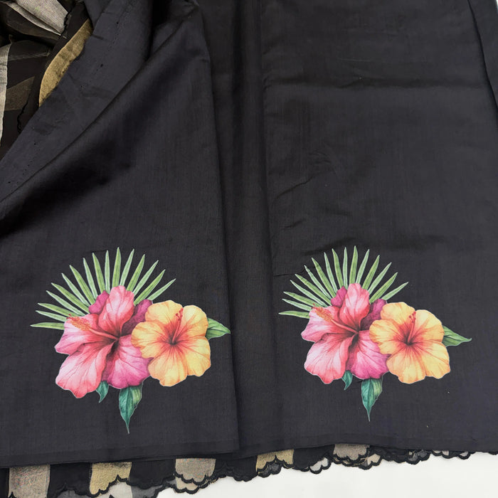Black Pure Banarasi Tissue Organza Handloom Saree - Sona Roopa Stripes