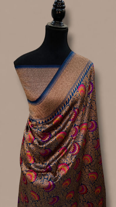 Midnight Pure Katan Banarasi Handloom Saree - Antique Zari With Meenakari