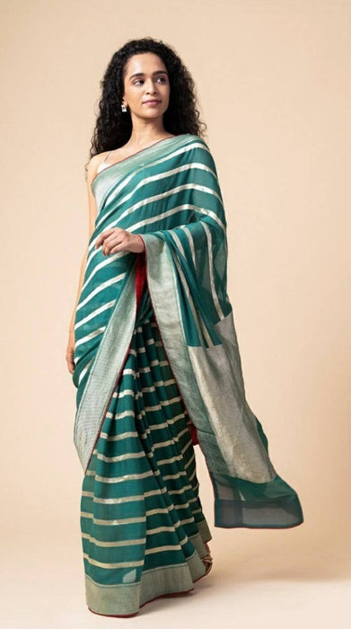Pure Khaddi Georgette Banarasi Saree - Water zari
