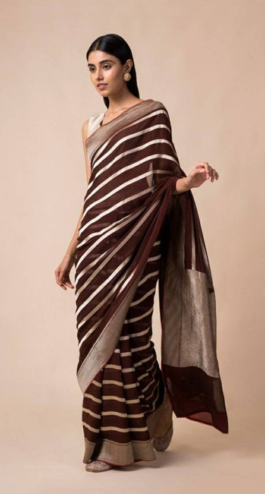 Pure Khaddi Georgette Banarasi Saree - Water zari