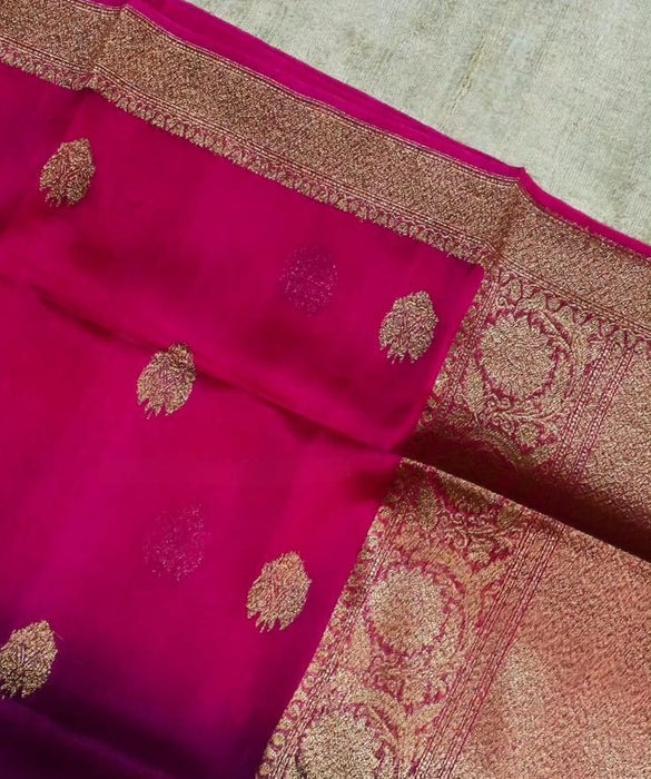 Pure Kora Banarasi Handloom Saree - Antique Zari and Designer Border