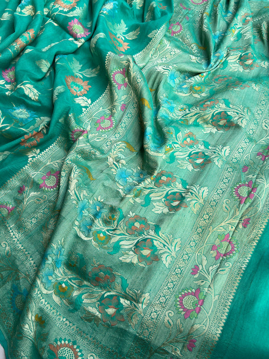 Pure Tussar Georgette Banarasi Handloom Saree - Tilfi Meenakari