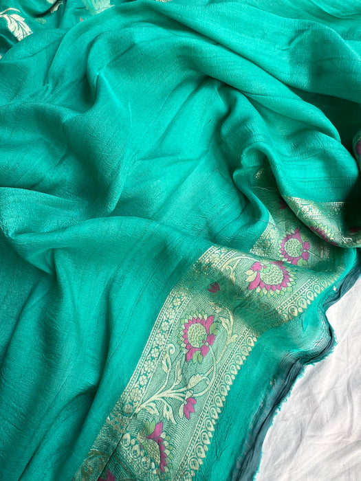 Pure Tussar Georgette Banarasi Handloom Saree - Tilfi Meenakari