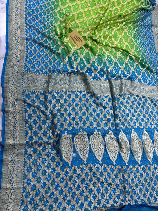 Jahnvi Kapoor Pure Khaddi Georgette Banarasi Handloom Saree - Bandhani
