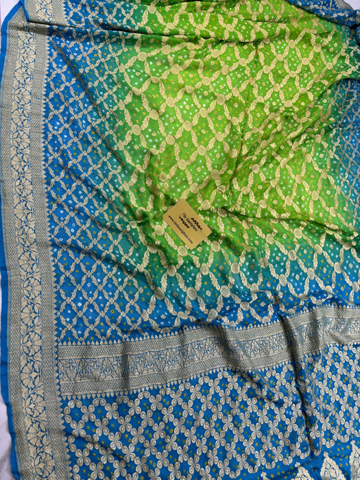 Jahnvi Kapoor Pure Khaddi Georgette Banarasi Handloom Saree - Bandhani