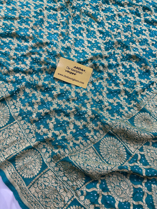Pure Khaddi Georgette Bandhani Banarasi Saree