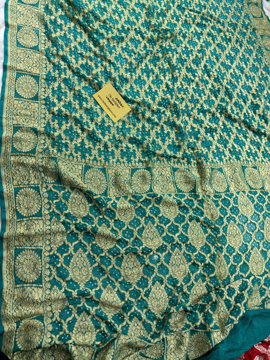 Pure Khaddi Georgette Bandhani Banarasi Saree