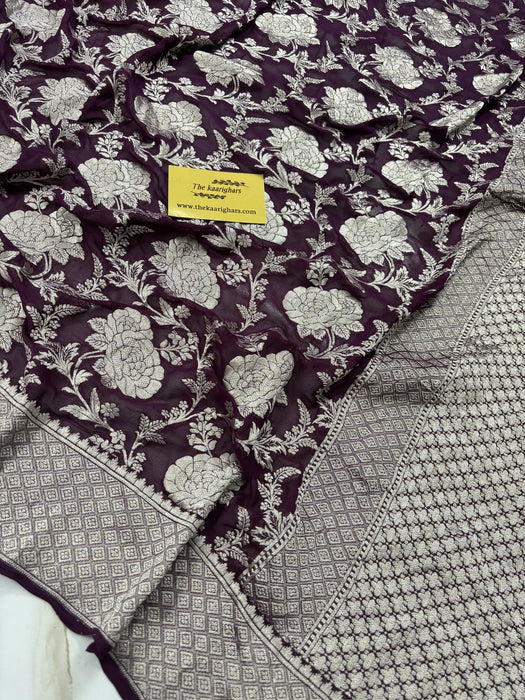Pure Georgette Banarasi Saree - Water Zari
