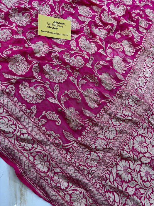 Black Pure Khaddi Georgette Banarasi Saree - Water Zari