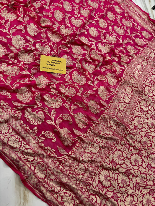 Black Pure Khaddi Georgette Banarasi Saree - Water Zari