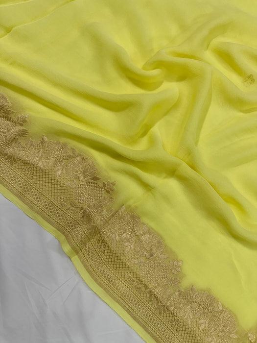 Khaddi Georgette Banarasi Handloom Saree - Water Zari