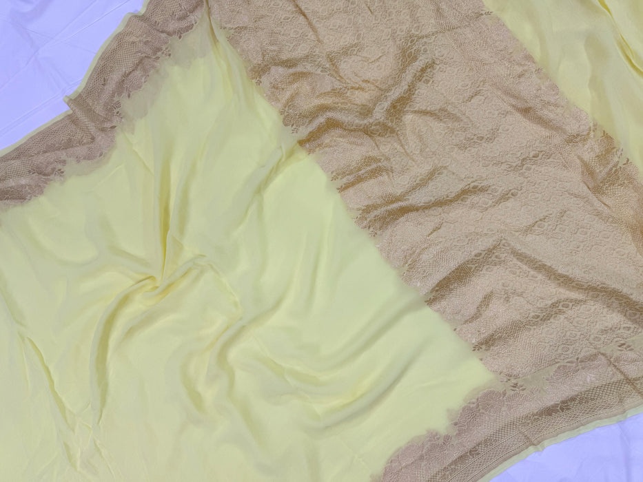 Khaddi Georgette Banarasi Handloom Saree - Water Zari