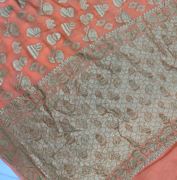Pure Khaddi Georgette Banarasi Handloom Saree - Water Zari