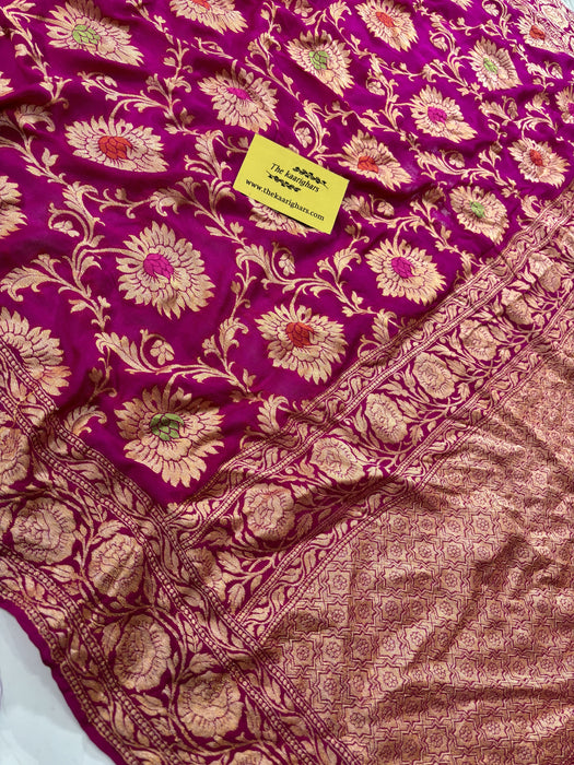 Rani Pure Khaddi Chiffon Banarasi Saree