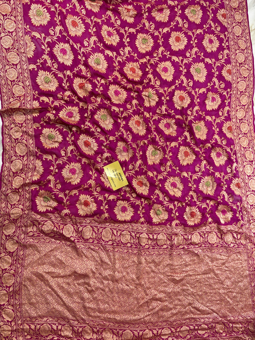 Rani Pure Khaddi Chiffon Banarasi Saree