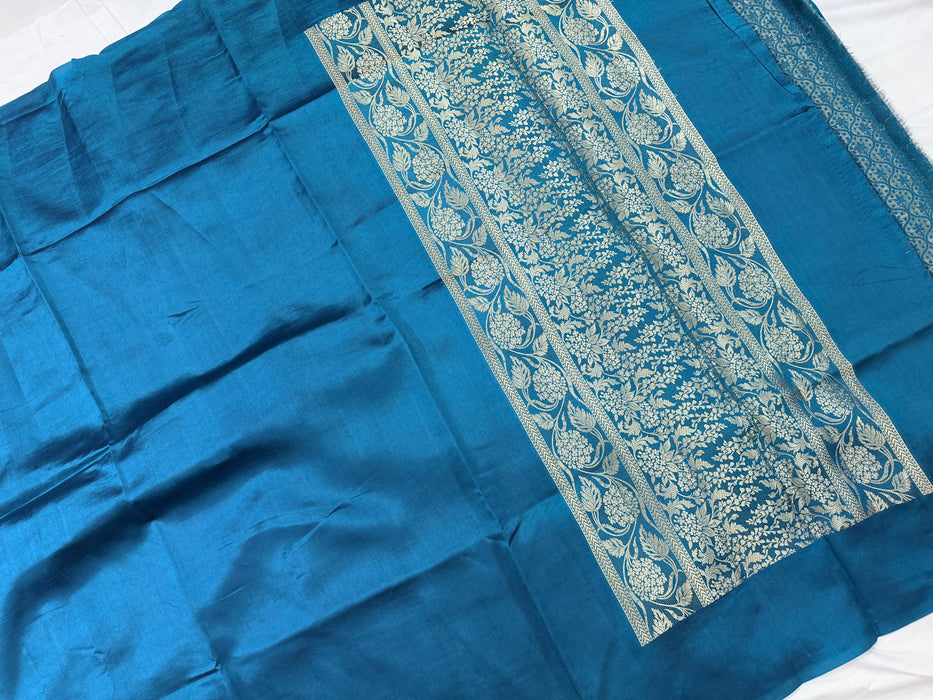 Blue Pure Raw Mango Banarasi Handloom Saree