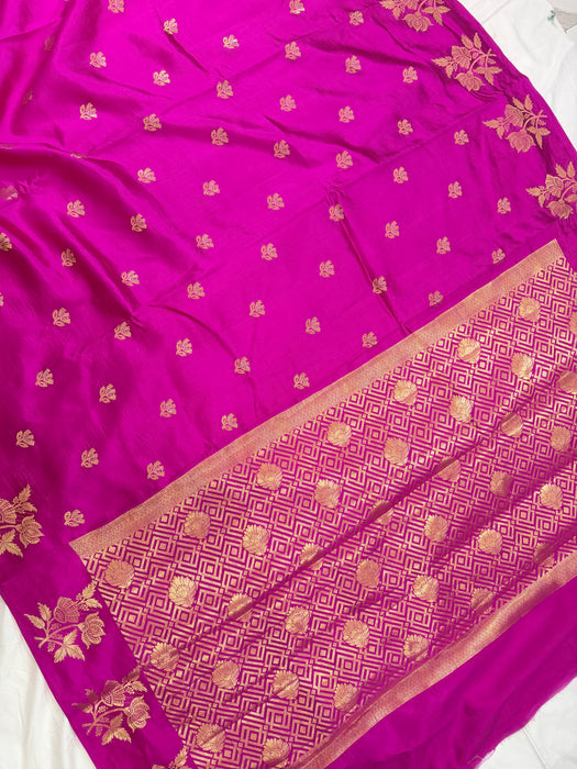 Rani Pure Raw Mango Banarasi Handloom Saree - Designer Buta