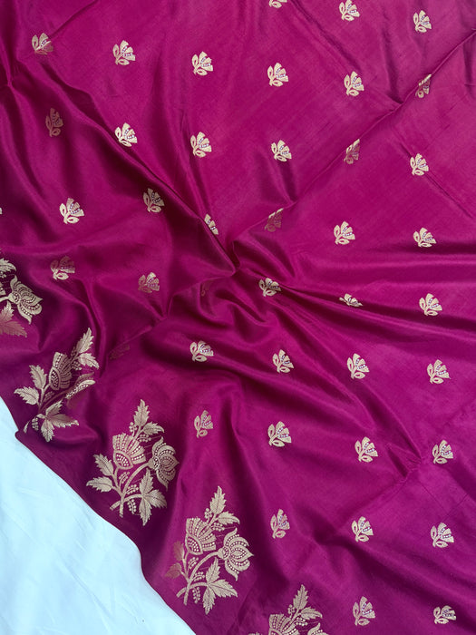 Pure Raw Mango Banarasi Handloom Saree - Designer Buta
