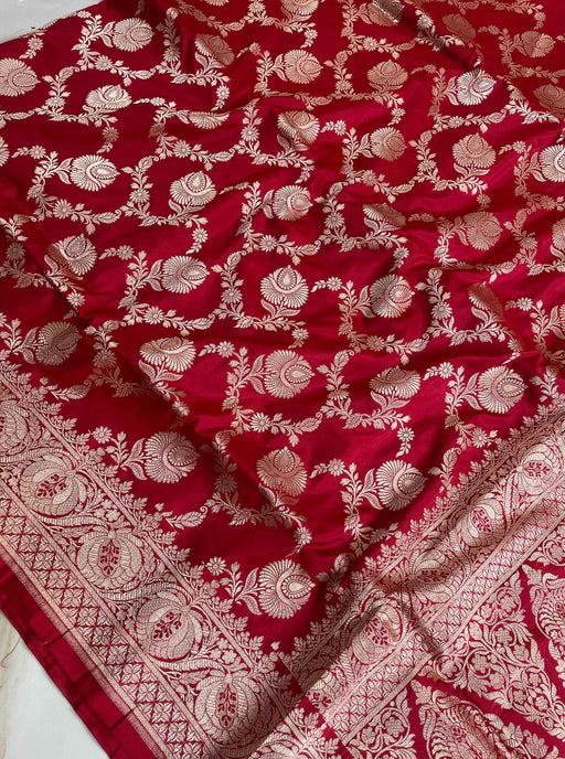 Buy Red Bridal banarasi saree