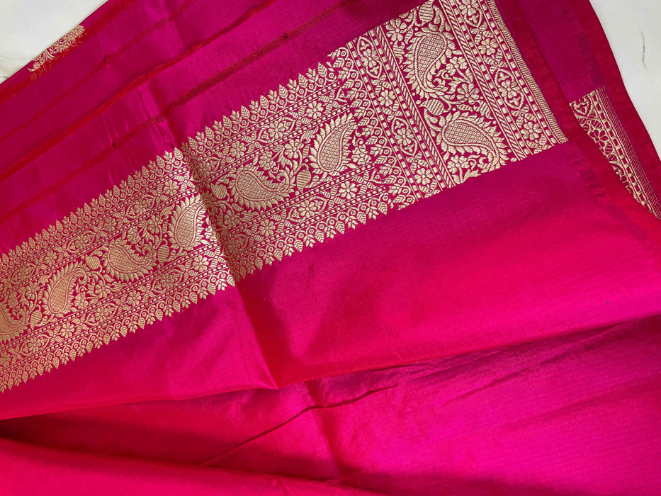 Pink Pure Katan Silk Banarasi Handloom Saree - Heavy Jaal work