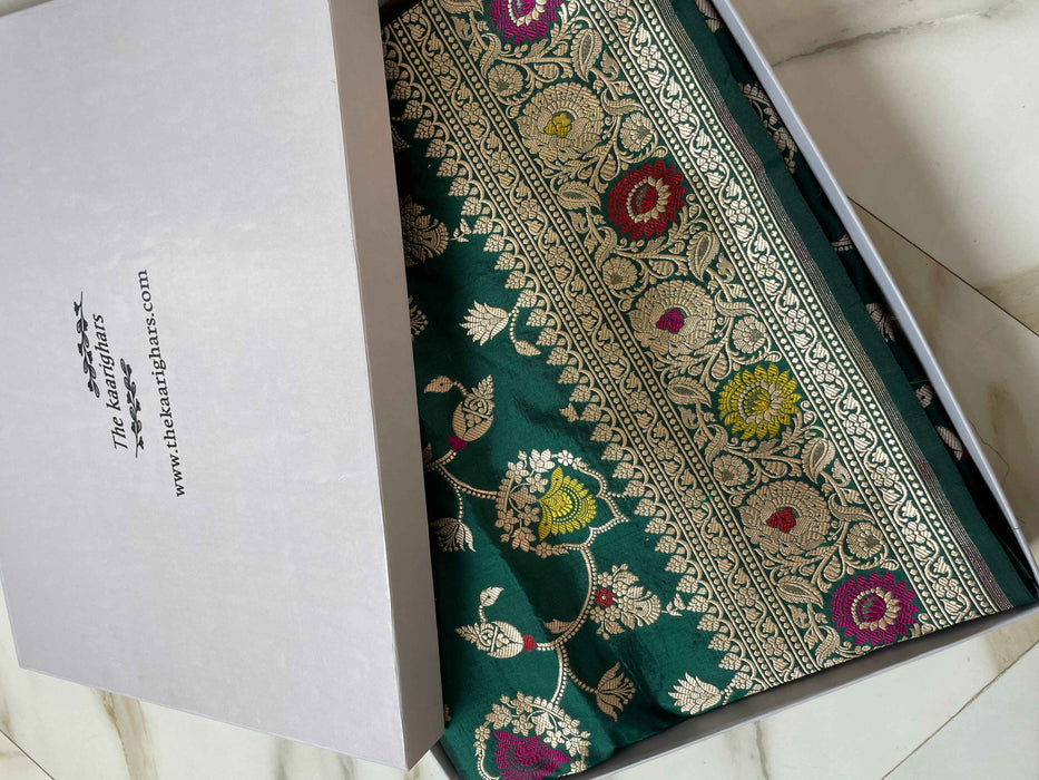 Pure Katan Silk Banarasi Handloom Saree - Meenakari Jaal work