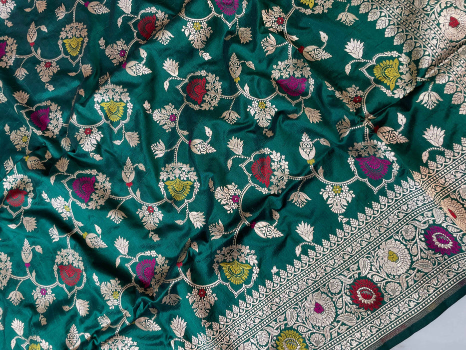 Pure Katan Silk Banarasi Handloom Saree - Meenakari Jaal work