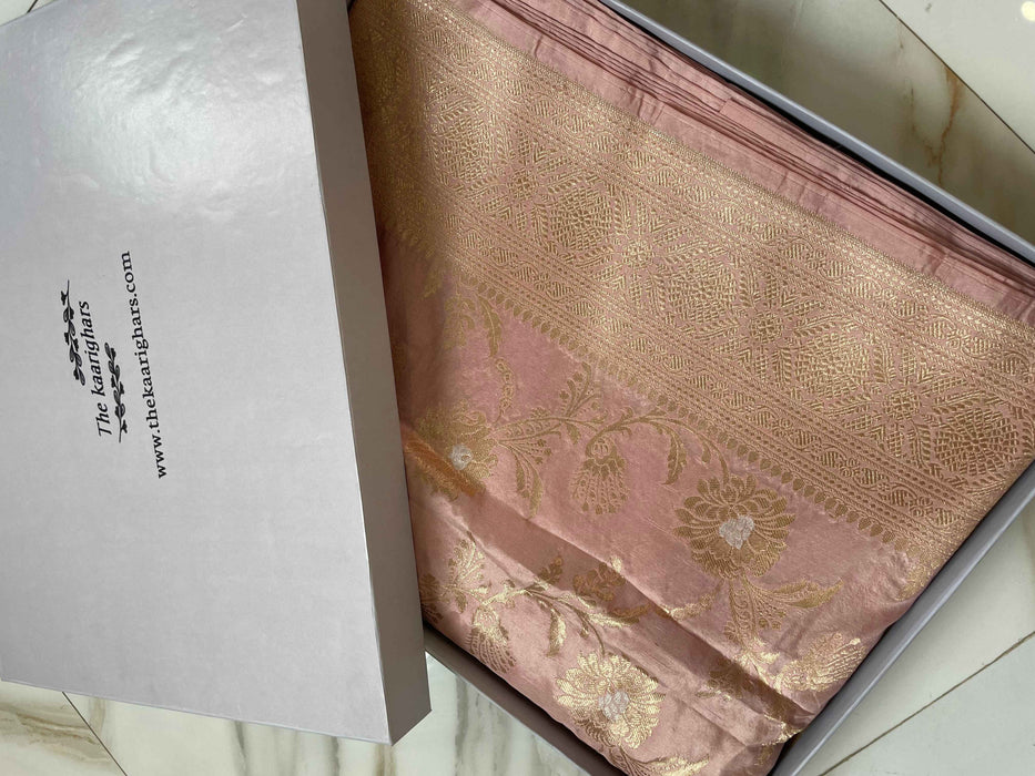 Pure Katan Silk Banarasi Handloom Saree - Sona Roopa Jaal work