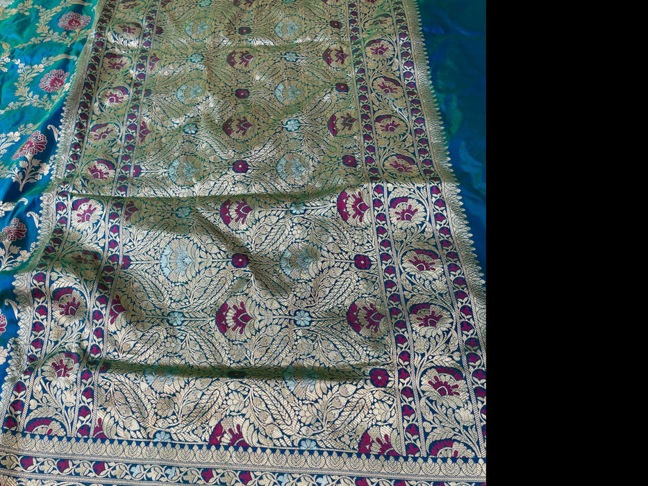 Pure Katan Silk Banarasi Handloom Saree - Meenakari Jaal work
