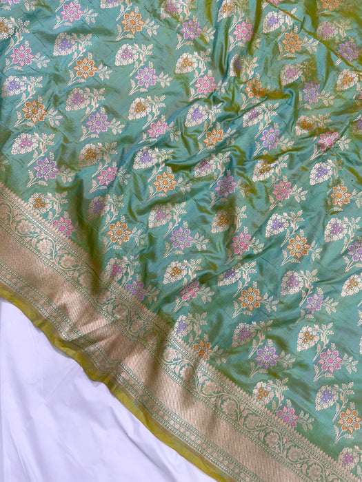 Dual Shade Pure Katan Banarasi Handloom Saree - Meenakari Work