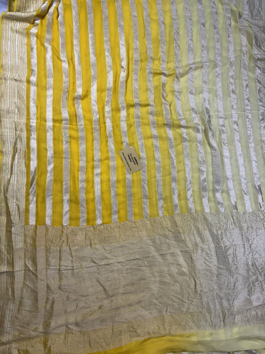 Double shaded Khaddi Georgette Banarasi Handloom Saree - Water Zari