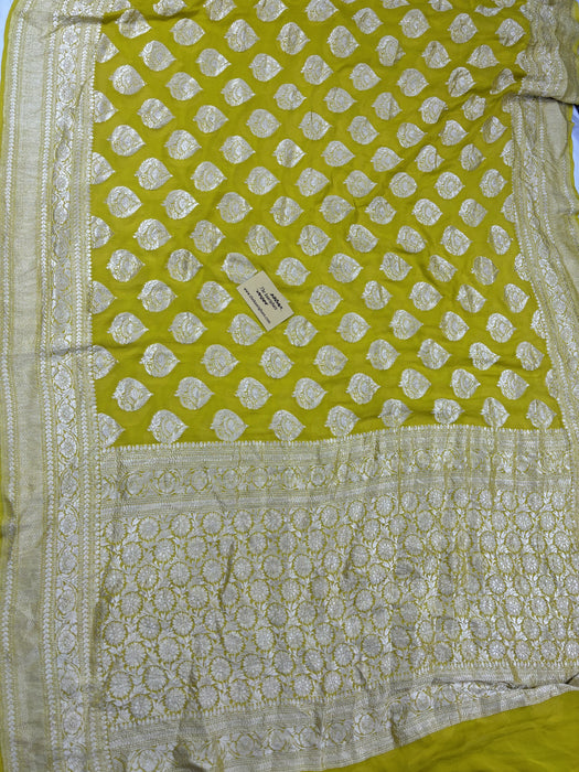 Pure Khaddi Georgette Banarasi Handloom Saree - Water Zari