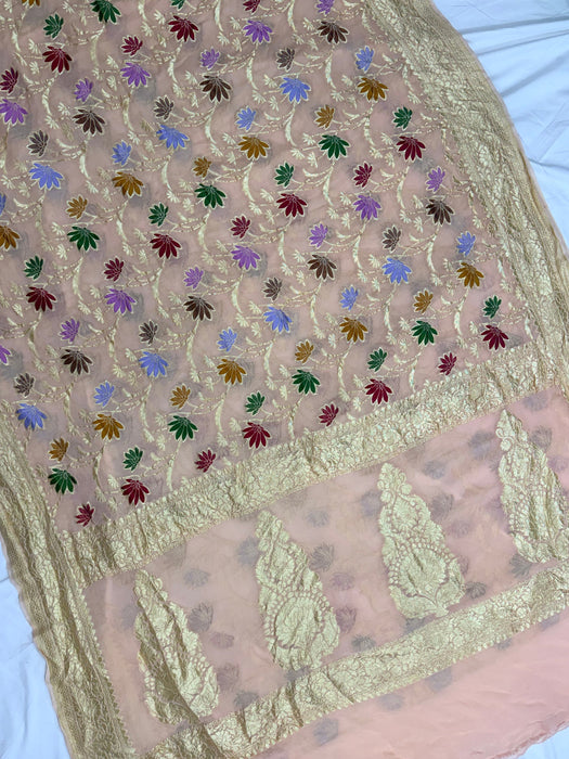 Khaddi Georgette Banarasi Handloom Saree - Meenakari