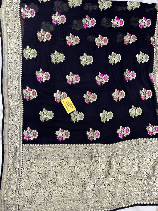 Black Khaddi Georgette Banarasi Saree - Meenakari