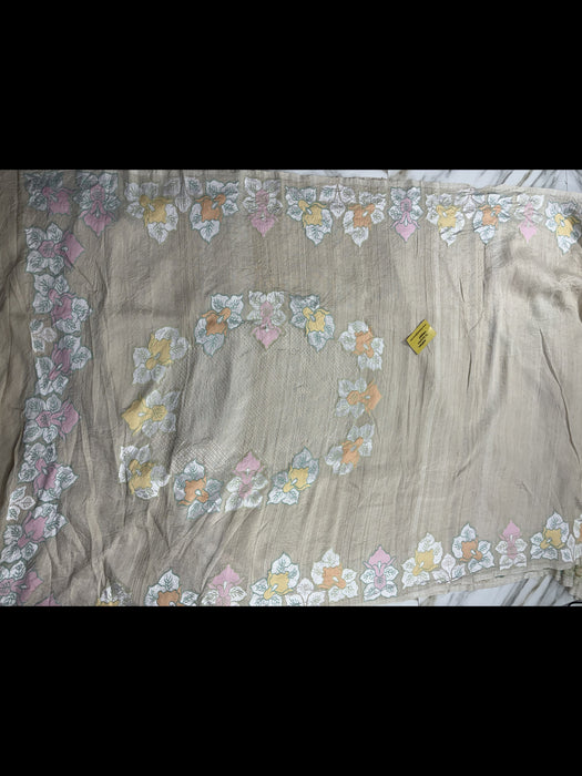 Natural Tussar Georgette Banarasi Handloom Saree - Paithani