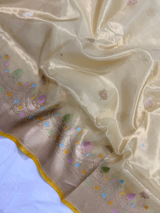 Pure Tissue Banarasi Handloom Saree - Kadhiyal Motifs