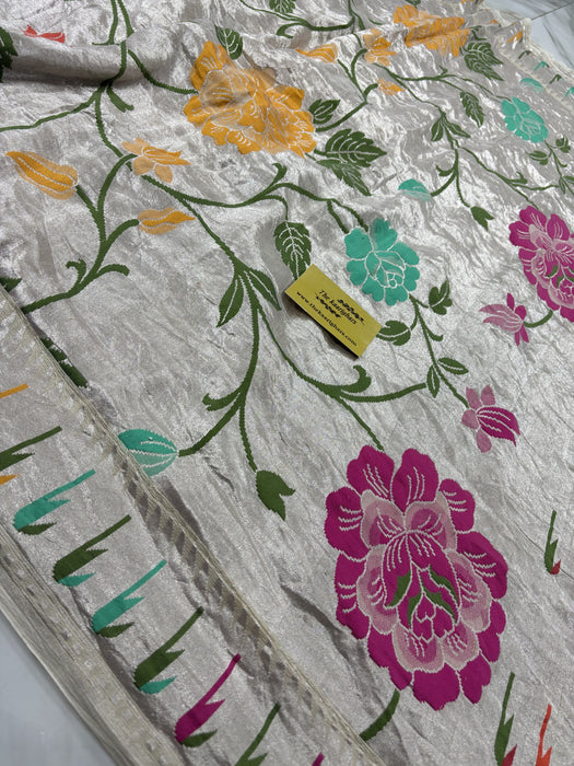 Pure Tussar Georgette Banarasi Handloom Saree - Paithani
