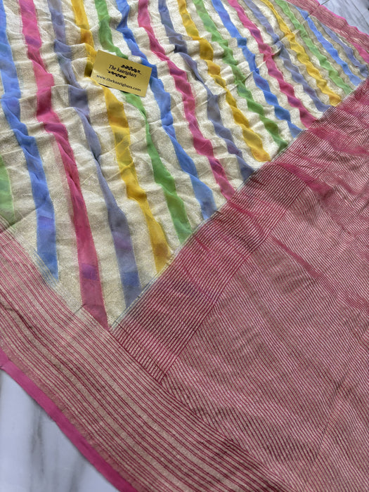 Rangkat Khaddi Georgette Banarasi Handloom Saree - Hand Meenakari