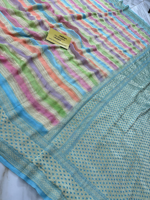 Rangkat Khaddi Georgette Banarasi Handloom Saree - Hand Meenakari