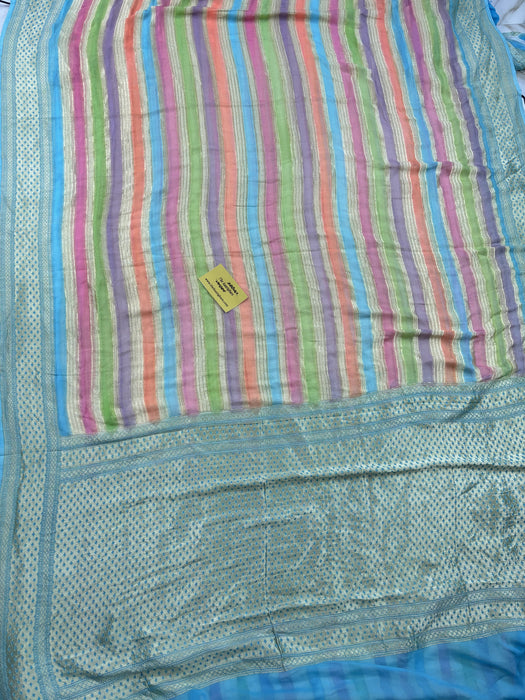 Rangkat Khaddi Georgette Banarasi Handloom Saree - Hand Meenakari