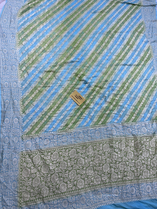 Rangkat Khaddi Georgette Banarasi Handloom Saree - Hand Meenakari